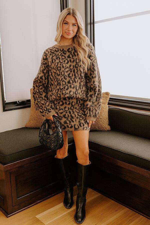 Metro Muse High Waist Knit Leopard Mini Skirt