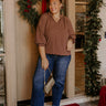 Dinner In Soho Scalloped Top in Mocha Curves Image - 1