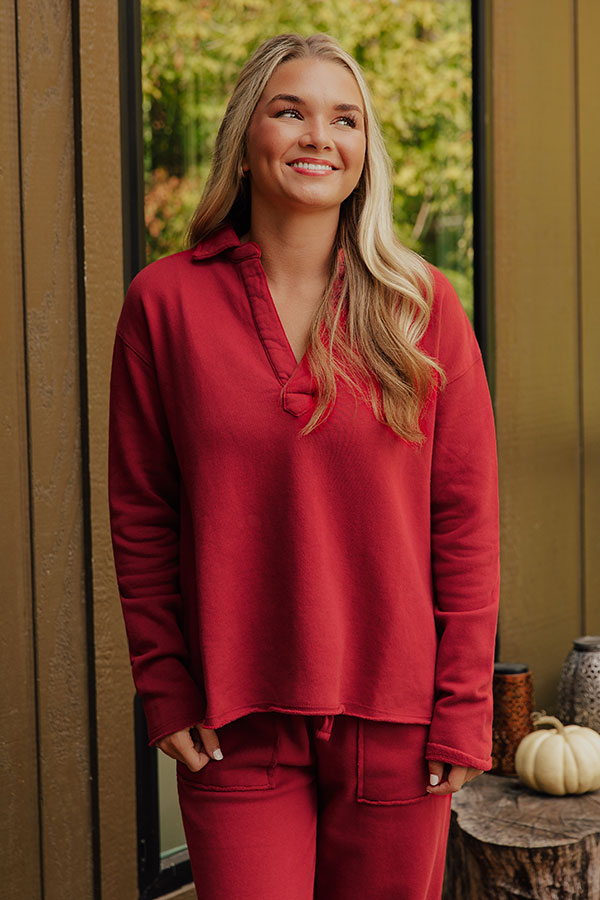 Cozy Cues Sweatshirt in Crimson