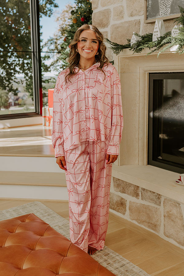 Wrapped in Bows High Waist Satin Pajama Pants