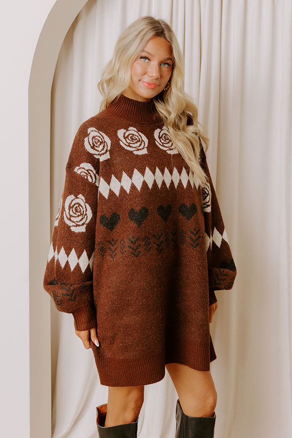 Cozy Moments Knit Sweater Mini Dress S / chocolate Cozy Moments Knit Sweater Mini Dress S / chocolate