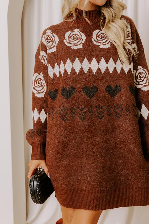 Cozy Moments Knit Sweater Mini Dress S / chocolate Cozy Moments Knit Sweater Mini Dress S / chocolate