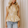 Life Full Of Roses Floral Jacquard Peplum Top Image - 1