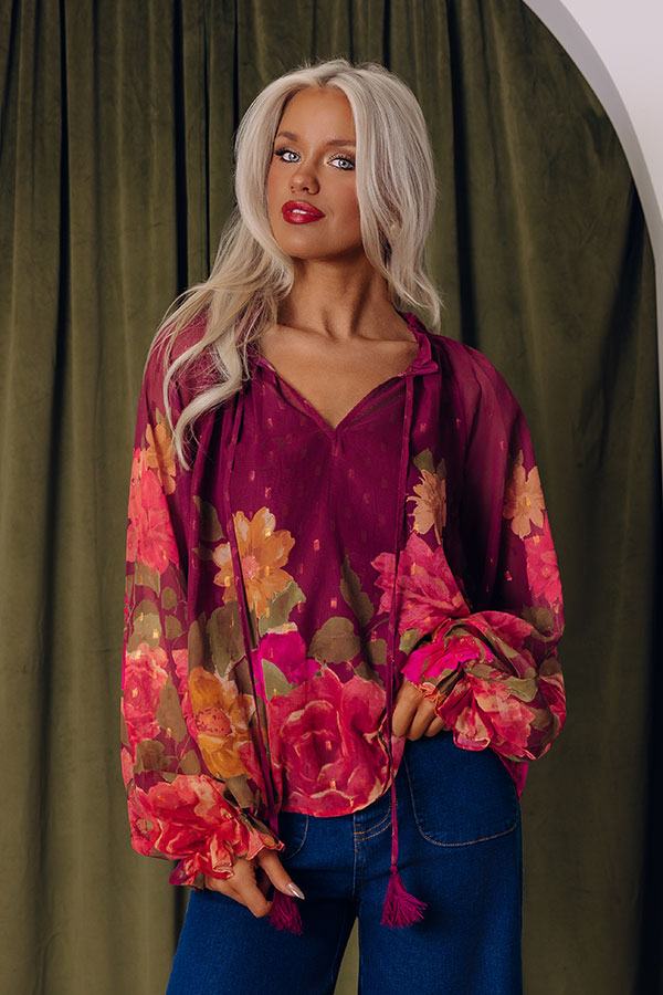 Vineyard Dreams Floral Chiffon Top Image - 1