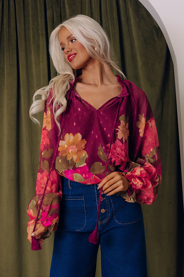 Vineyard Dreams Floral Chiffon Top Image - 2