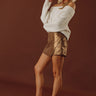 The Mila High Waist Faux Suede Metallic Skort Image - 1