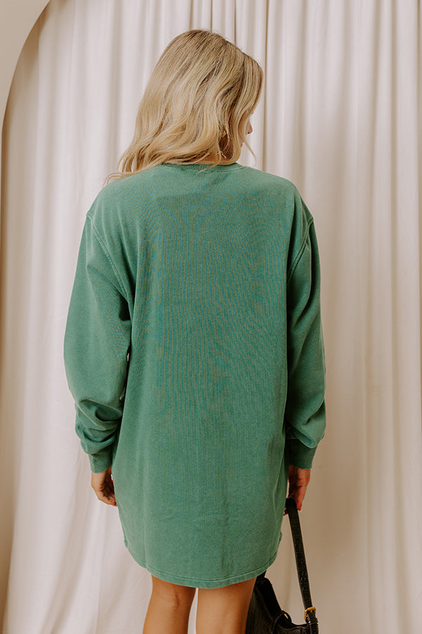 Cozy Cutie Vintage Wash Sweatshirt Mini Dress in Hunter Green Cozy Cutie Vintage Wash Sweatshirt Mini Dress in Hunter Green