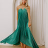 Moonlit Waltz Satin Pleated Maxi Dress in Emerald Image - 1