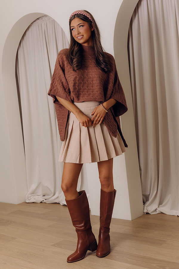 Chic Habits Cable Knit Poncho Top in Mocha Image - 1