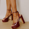 The Josy Faux Leather Platform Heel in Merlot Image - 1