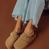 The Payton Faux Suede Platform Clogs in Camel Image - 1