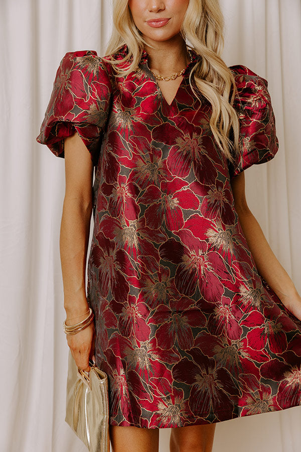 Evening Charm Floral Jacquard Mini Dress – Impressions Online Boutique