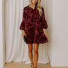 Velvet Nightfall Floral Mini Dress in Merlot Image - 1