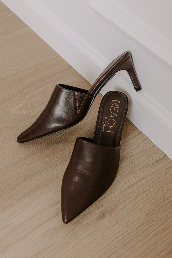 Garret Faux Leather Heeled Mule in Chestnut