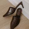 Garret Faux Leather Heeled Mule in Chestnut Image - 1