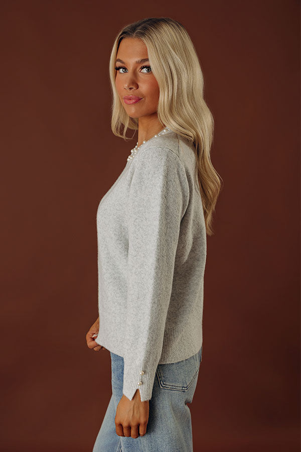 Luxe Routine Pearl Embellished Knit Sweater Image - 2