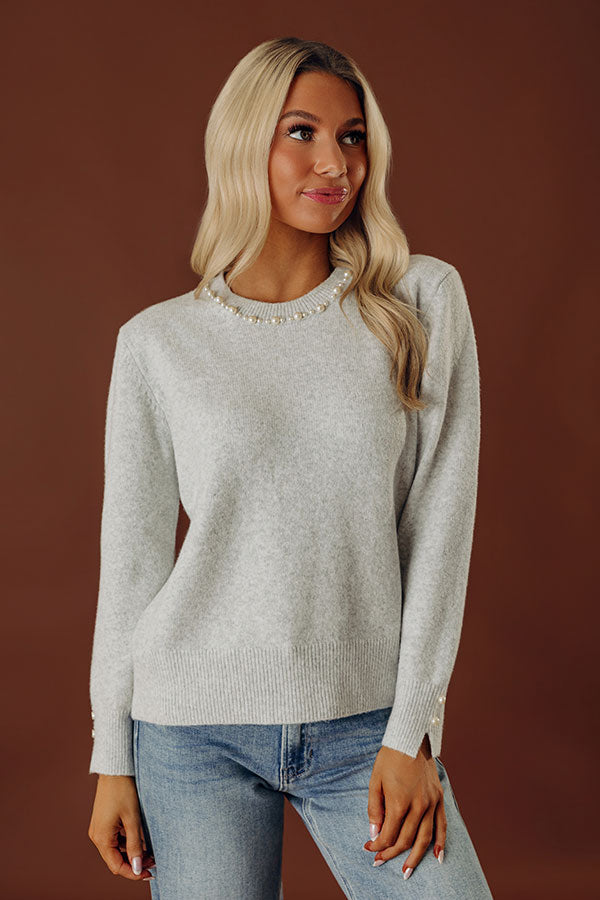 Luxe Routine Pearl Embellished Knit Sweater Image - 1
