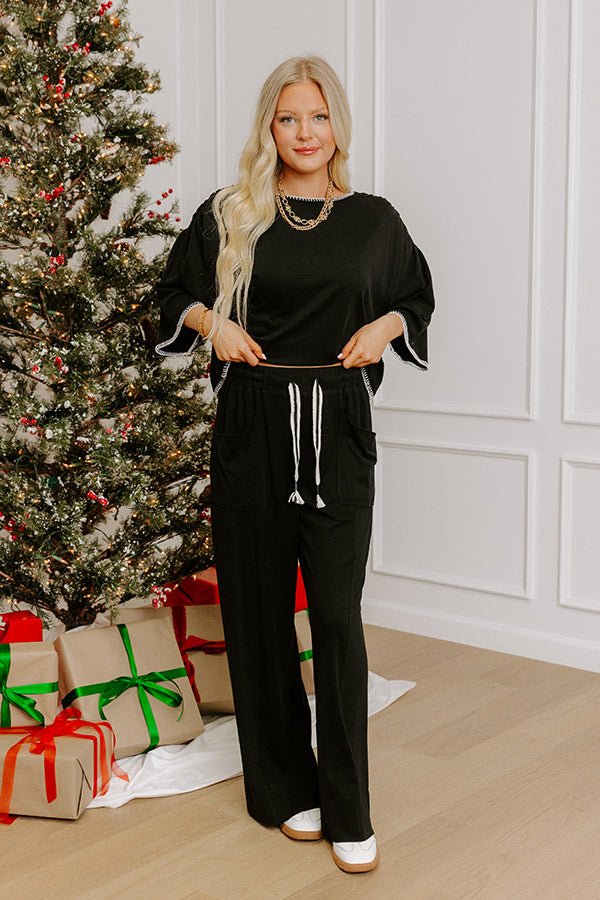 Simple Comforts High Waist Wide Leg Pants in Black Image - 1