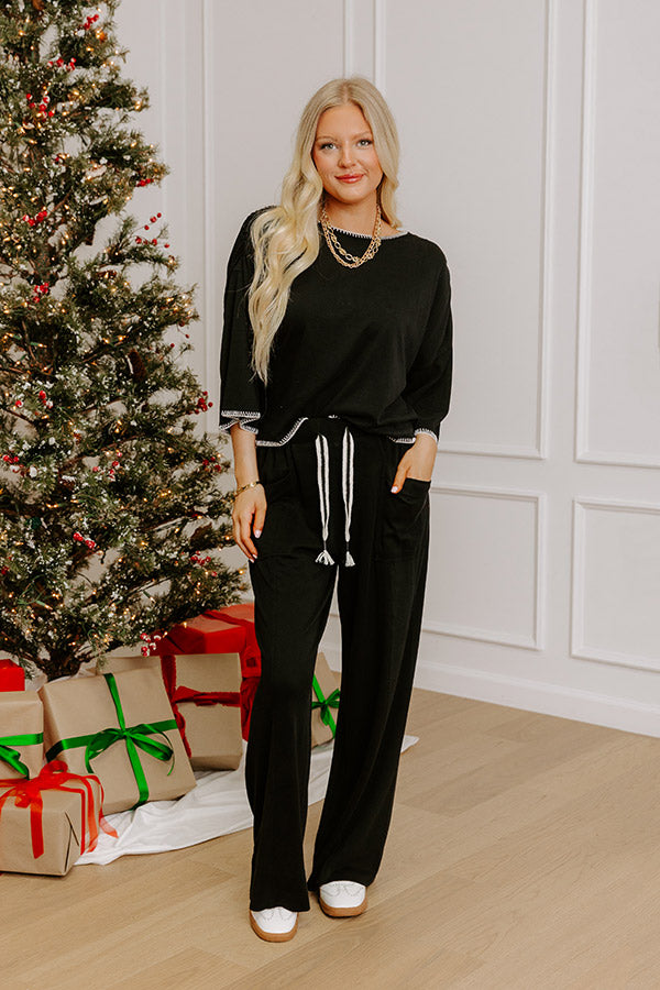 Simple Comforts High Waist Wide Leg Pants in Black Image - 3