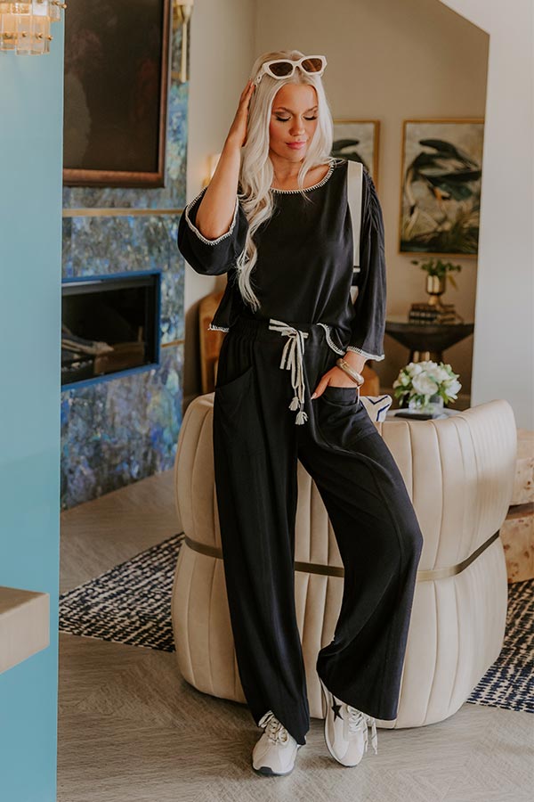 Simple Comforts High Waist Wide Leg Pants in Black Image - 2