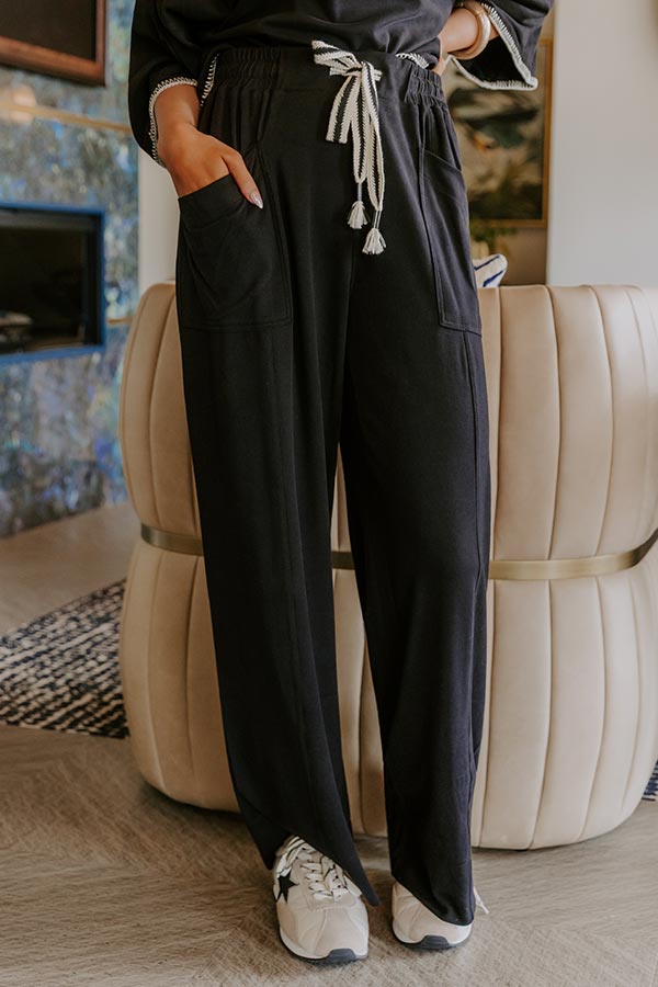 Simple Comforts High Waist Wide Leg Pants in Black