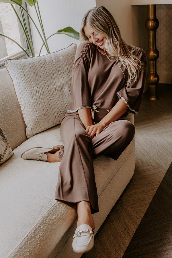 Simple Comforts High Waist Wide Leg Pants in Chocolate