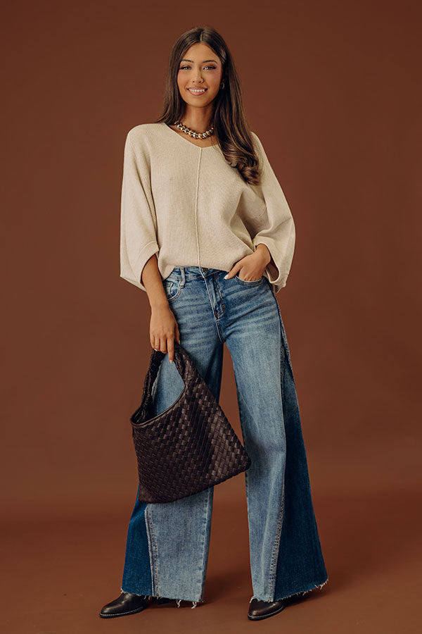 Bistro Vibes Knit Dolman Top in Oatmeal Image - 2