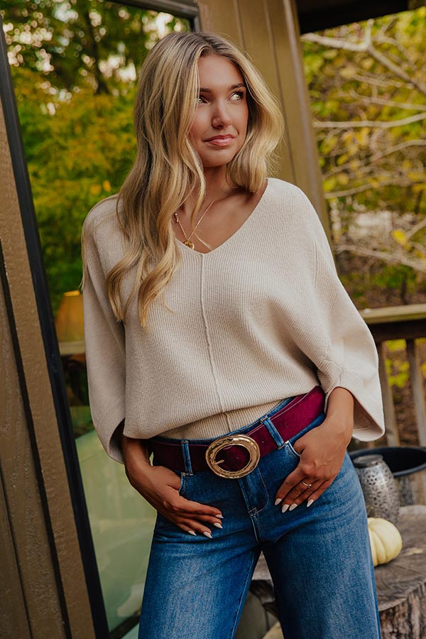 Bistro Vibes Knit Dolman Top in Oatmeal Image - 1