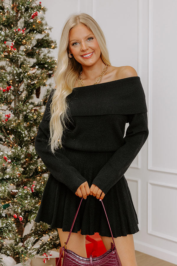 Downtown Stroll Off Shoulder Sweater Mini Dress in Black L / Black Downtown Stroll Off Shoulder Sweater Mini Dress in Black L / Black