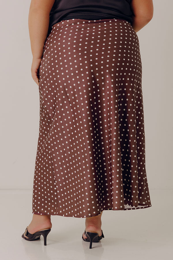 Effortless Spots High Waist Satin Midi Skirt Curves Image - 5