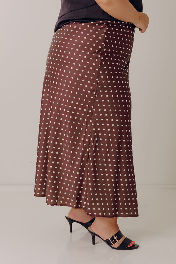 Effortless Spots High Waist Satin Midi Skirt Curves Image - 4