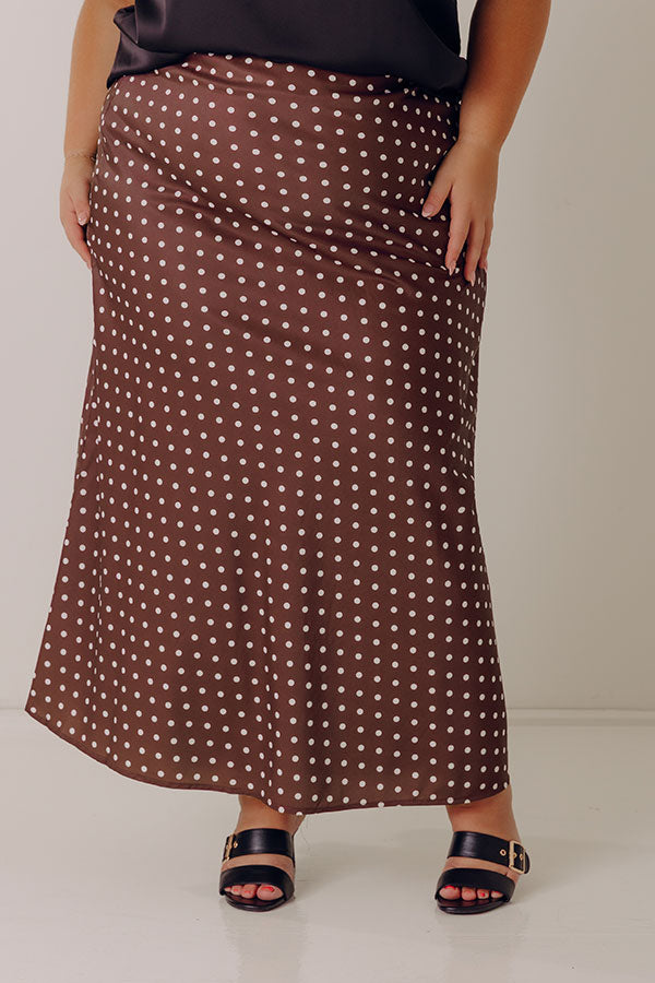 Effortless Spots High Waist Satin Midi Skirt Curves Image - 1