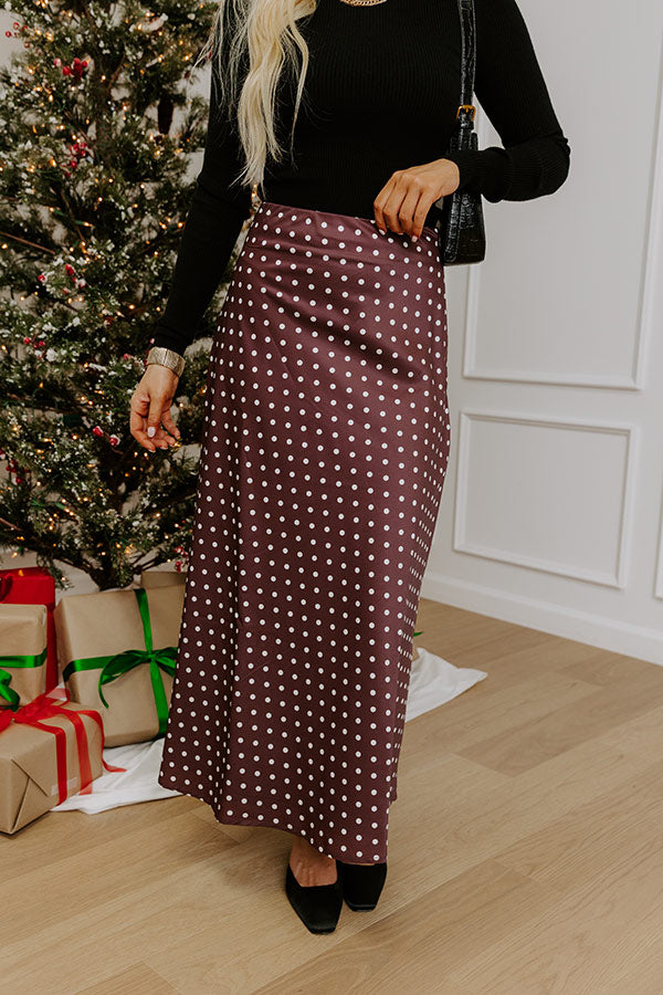 Effortless Spots High Waist Satin Midi Skirt