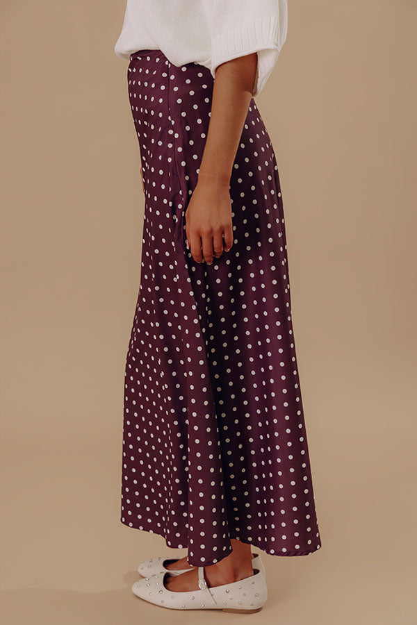 Effortless Spots High Waist Satin Midi Skirt Image - 2