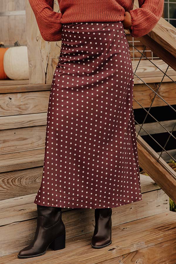 Effortless Spots High Waist Satin Midi Skirt Image - 2