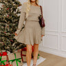 Downtown Stroll Off Shoulder Sweater Mini Dress in Light Mocha Image - 1