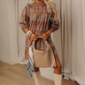 Floral Sonata Pleated Mini Dress in Mocha Image - 1