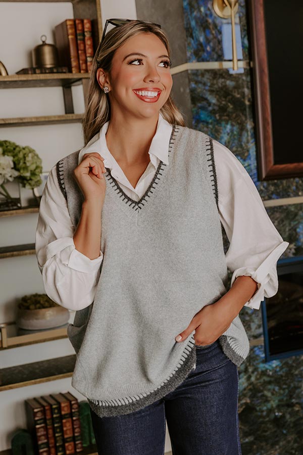 Casual Look Knit Vest Top in Grey