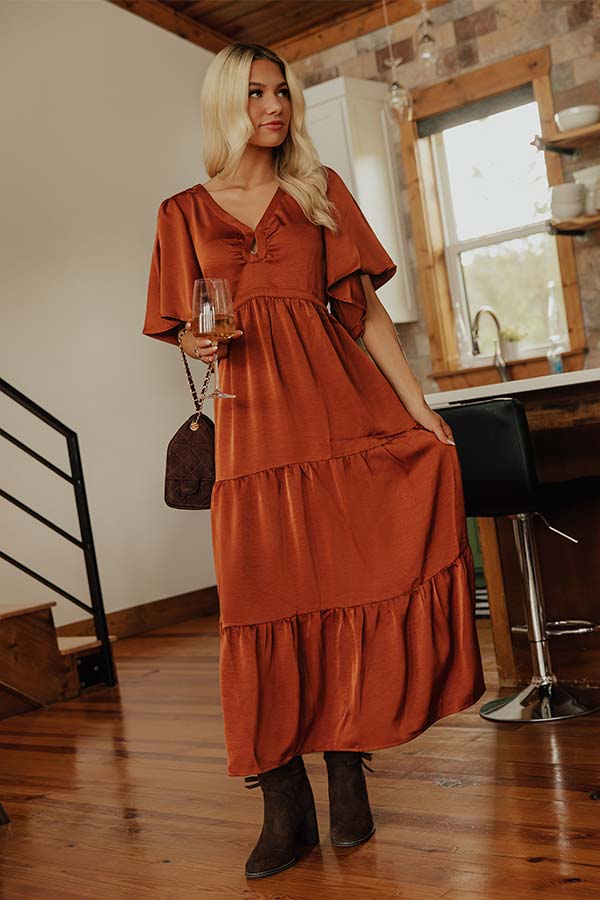 Gallery Glamour Satin Midi Dress Image - 1