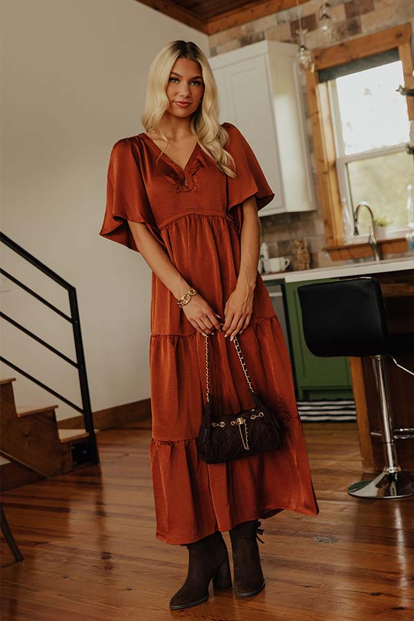 Gallery Glamour Satin Midi Dress Image - 2