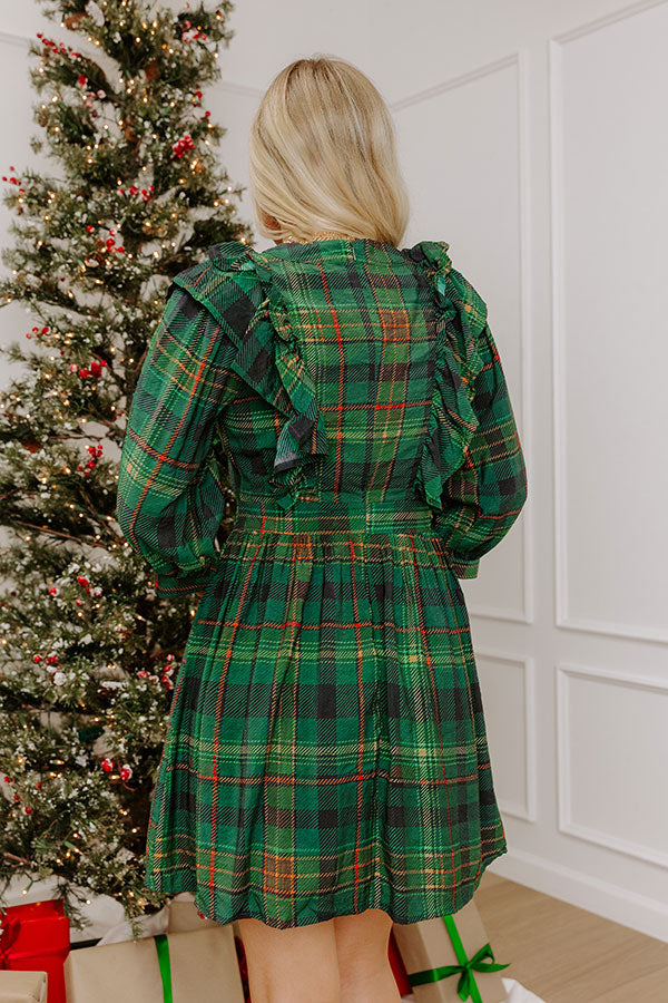 plaid christmas mini dress Women's Red Plaid Christmas Dress Long Sleeve Holiday Mini Dress OUT OF THE BLUE