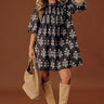 Floral Sonata Pleated Mini Dress in Black Image - 1