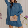 Soho Soft Knit Sweater Mini Dress in Blue Image - 1