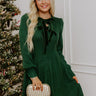 Holiday Muse Cable Knit Sweater Mini Dress in Hunter Green Image - 1