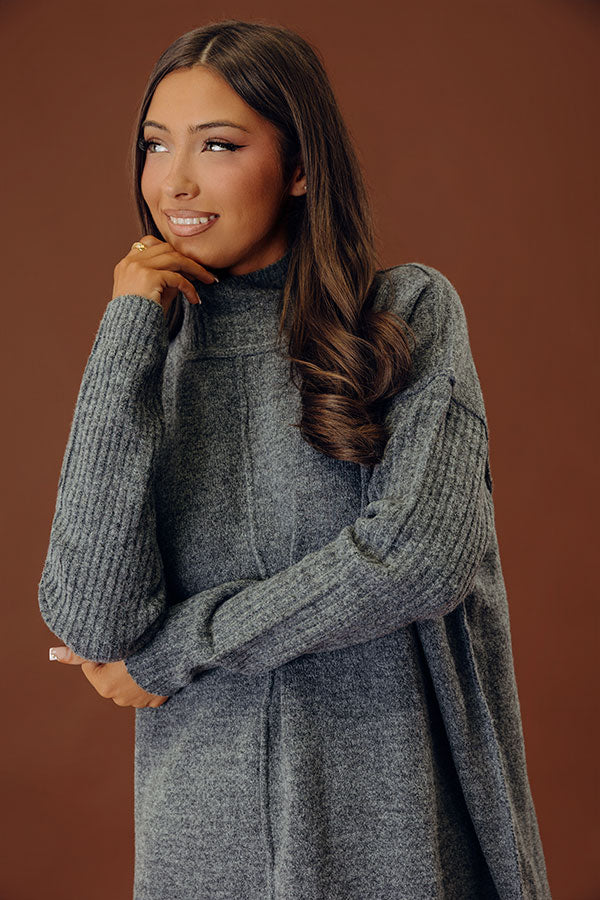 Soho Soft Knit Sweater Mini Dress in Charcoal Image - 2