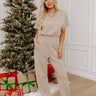 Urban Sleek Scuba Jumpsuit in Warm Taupe Image - 1