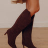 Abrams Faux Suede Knee High Cowboy Boot In Chestnut Image - 1