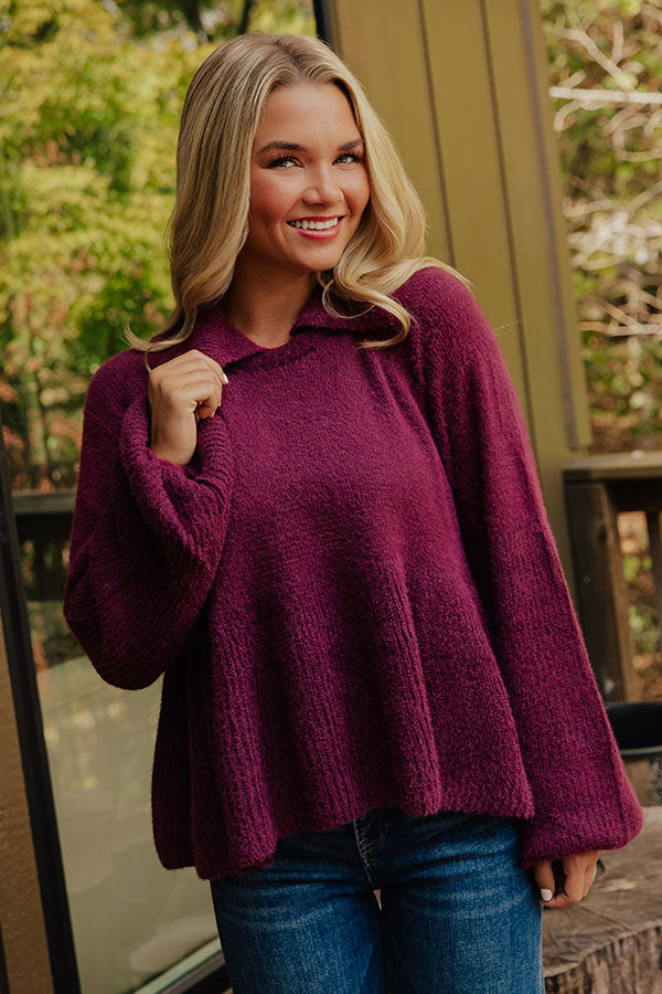 Cozy Moments Eyelash Knit Sweater in Maroon Image - 2