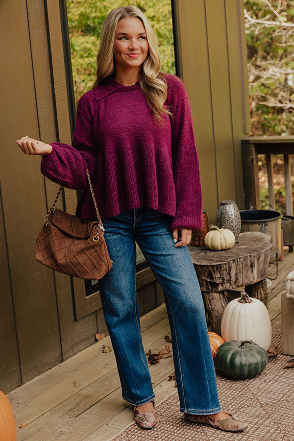 Cozy Moments Eyelash Knit Sweater in Maroon Image - 1