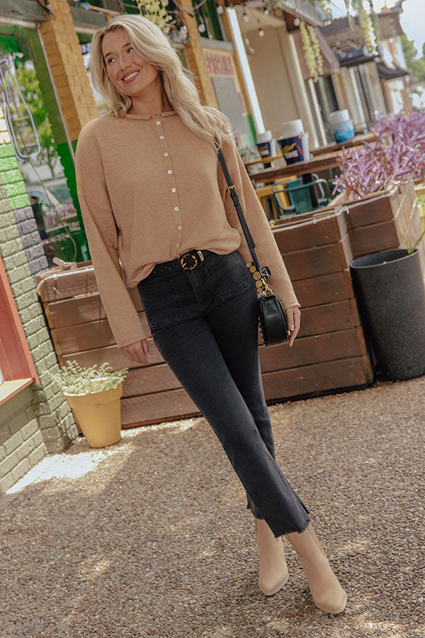 Coffee Shop Cutie Knit Cardigan in Camel